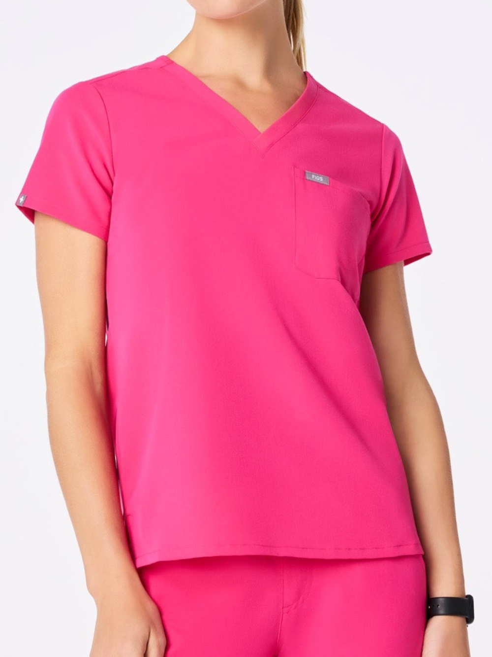 Figs Women's Catarina Scrub Top - Shocking Pink - Large